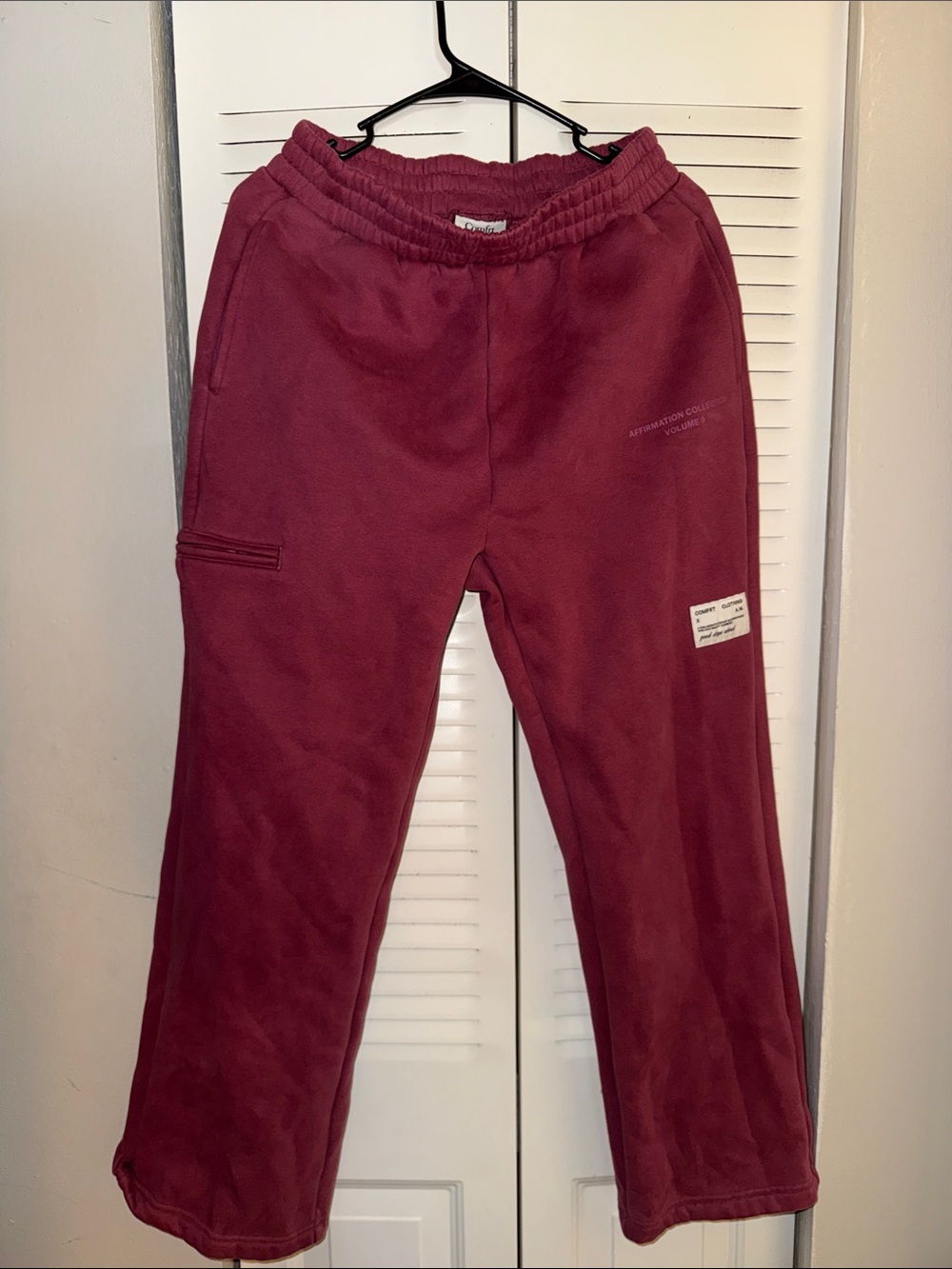 Comfrt Affirmation Straight Leg Sweatpants Maroon Size Medium Unisex